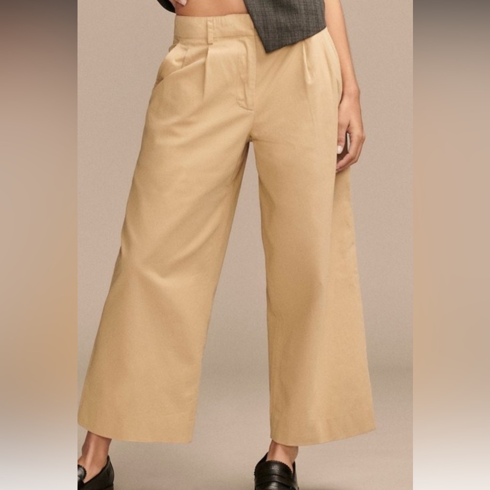NWT Lucky Brand Pleated Wide Leg Crop Pants in Tan - size 12 - Picture 5 of 5